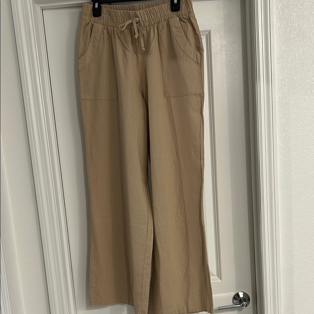 Pink Rose Tan Wide Leg Pants